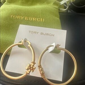 Tory Burch Gold-Tone Hoop Earrings with dust bag